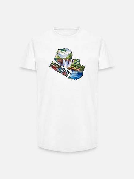 Carte à l’aquarelle Paraguay - T-shirt coupe longue homme - blanc