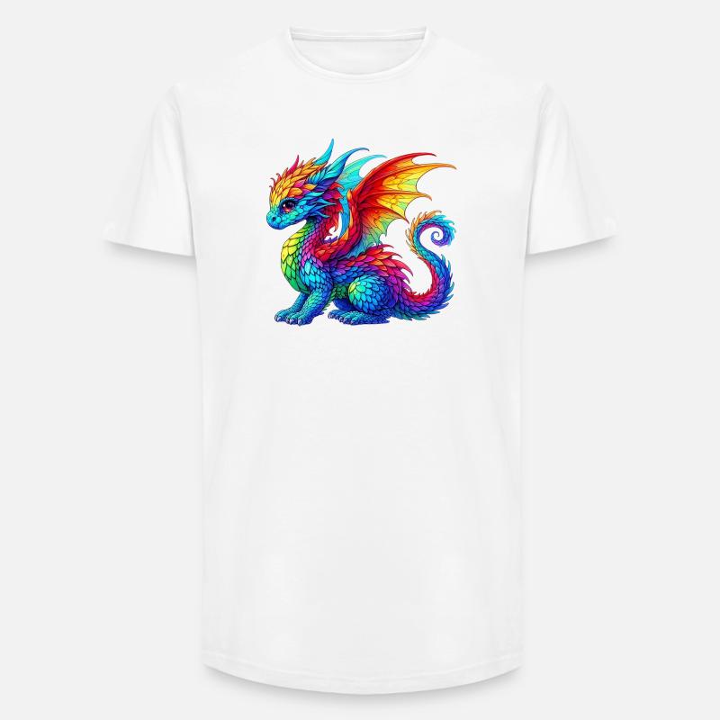 Drache - Long Fit Männer T-Shirt - Weiß