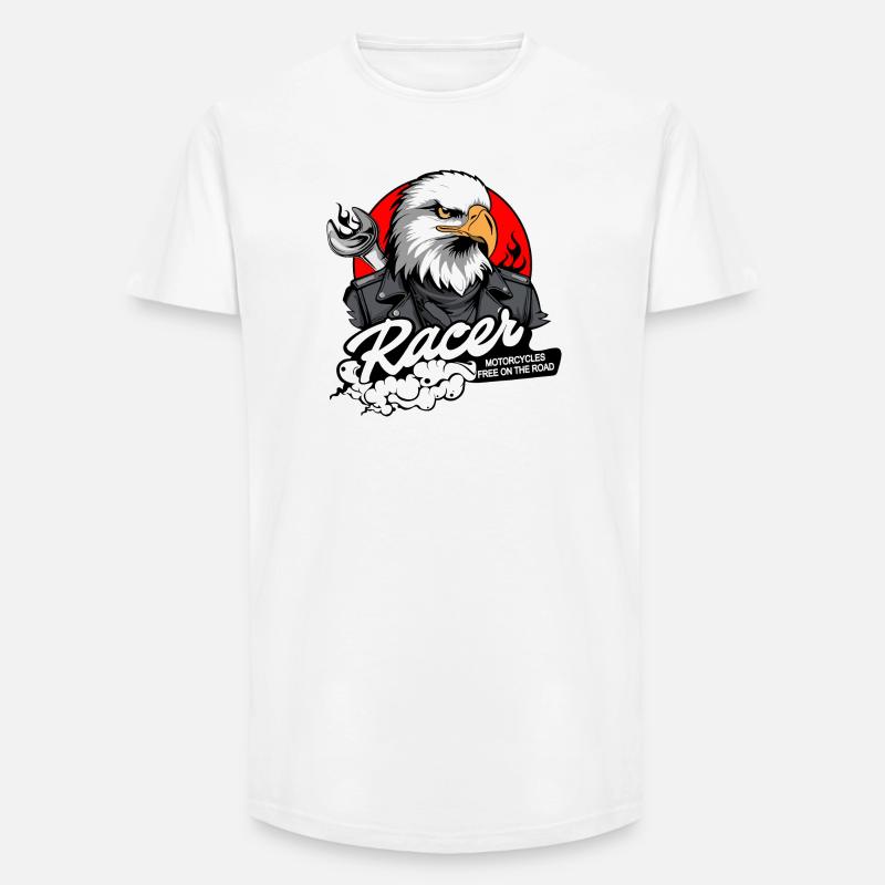 BIKER EAGLE - Long Fit Men's T-Shirt - white