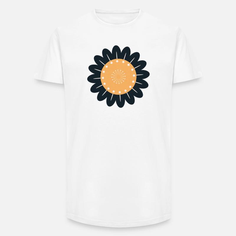 Schwarze & orangefarbene Blume - Long Fit Männer T-Shirt - Weiß