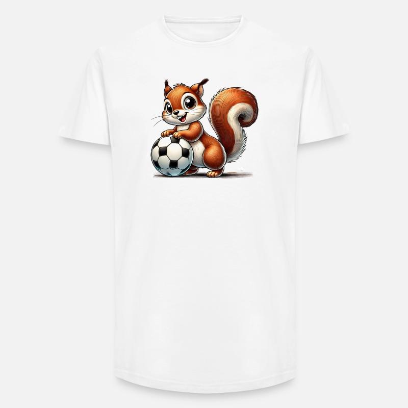 fröhliches Eichhörnchen, spielt Fußball - Long Fit Männer T-Shirt - Weiß