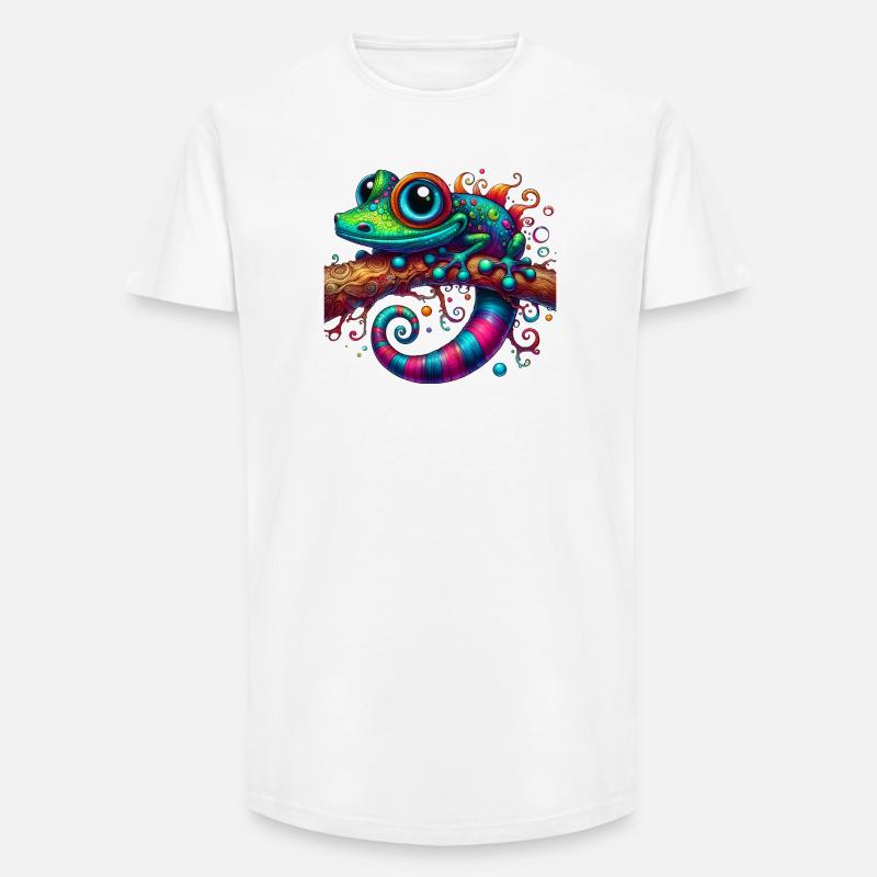 Gecko - Long Fit Männer T-Shirt - Weiß