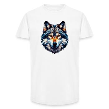 Polygonal Wolf - Long Fit Men's T-Shirt - white - Front - AI Model Male 185 light (185cm)
