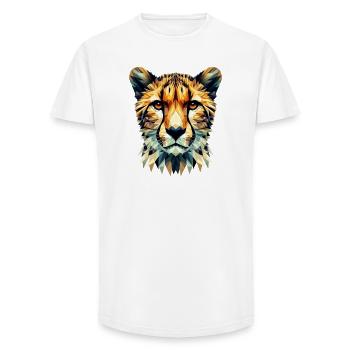 Polygonal Cheetah - Long Fit Men's T-Shirt - white - Front - AI Model Male 185 light (185cm)