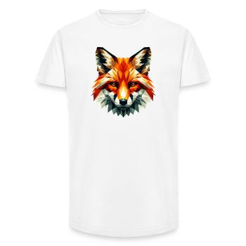 Polygonal Fox - Long Fit Men's T-Shirt - white - Front - AI Model Male 185 light (185cm)