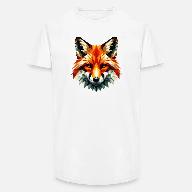 Polygonal Fox - Long Fit Men's T-Shirt - white