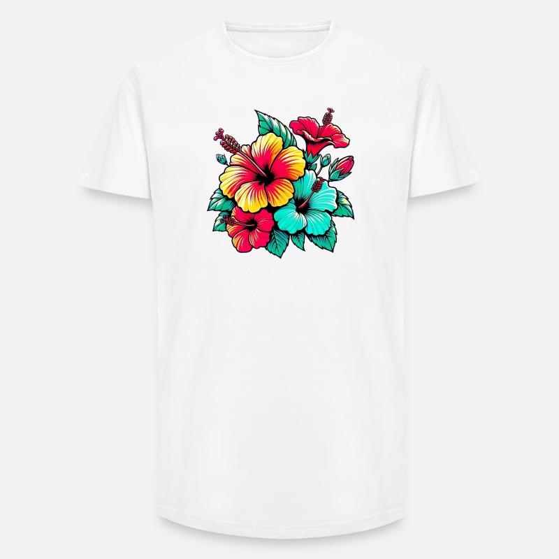 Fiori di Ibisco - T-shirt uomo a vestibilità lunga - bianco