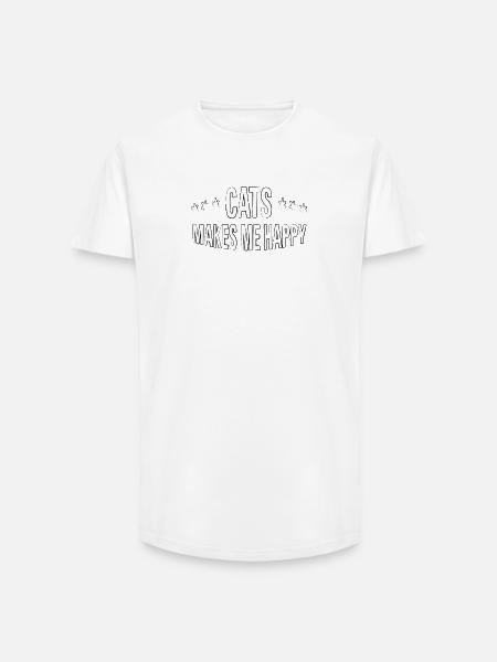 Cats make me happy - Long Fit Men's T-Shirt - white