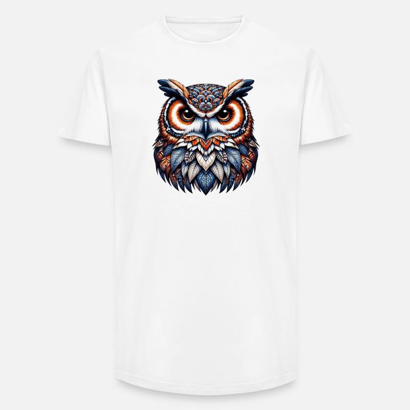 Eule - Long Fit Männer T-Shirt - Weiß