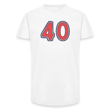 40. 40 YEARS. 40th ANNIVERSARY. 40 YEARS ANNIVERSARY. - Long Fit Men's T-Shirt - white - Front - AI Model Male 185 light (185cm)