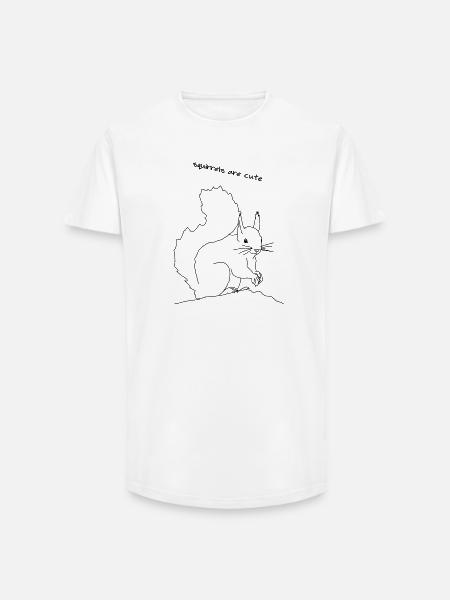 Squirrel cute, lineart - Long Fit Men's T-Shirt - white