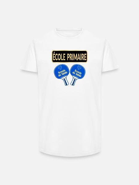 École Primaire - Tennis de Table - T-shirt coupe longue homme - blanc
