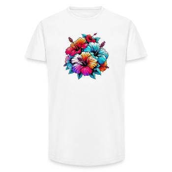 Hibiscus Flowers - Long Fit Men's T-Shirt - white - Front - AI Model Male 185 light (185cm)