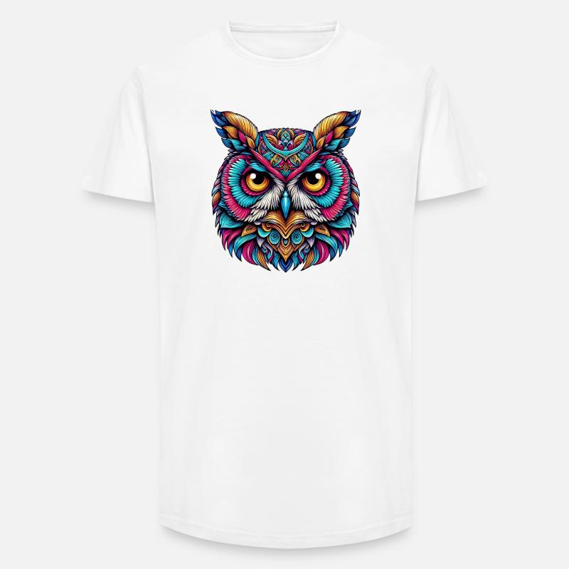 Eule - Long Fit Männer T-Shirt - Weiß