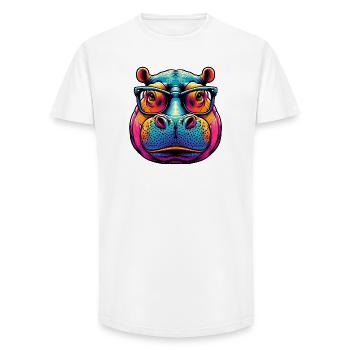 Hippopotamus with Glasses - Long Fit Men's T-Shirt - white - Front - AI Model Male 185 light (185cm)