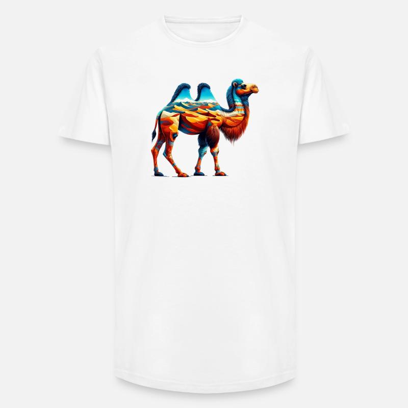 Kamel - Long Fit Männer T-Shirt - Weiß
