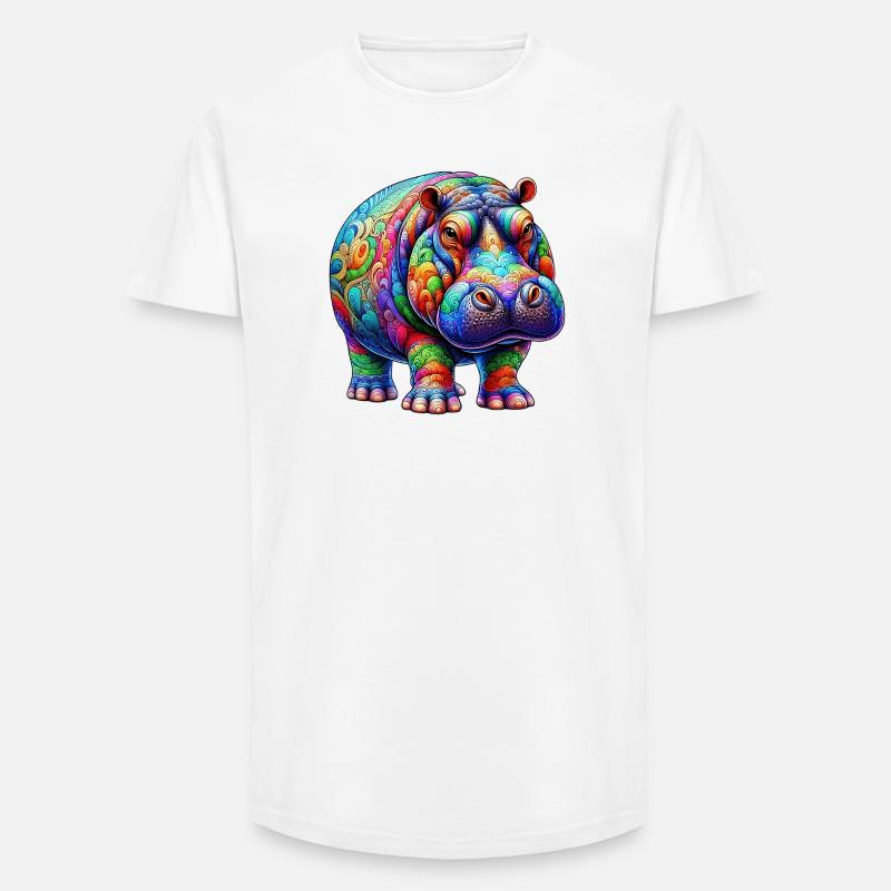 Nilpferd - Long Fit Männer T-Shirt - Weiß