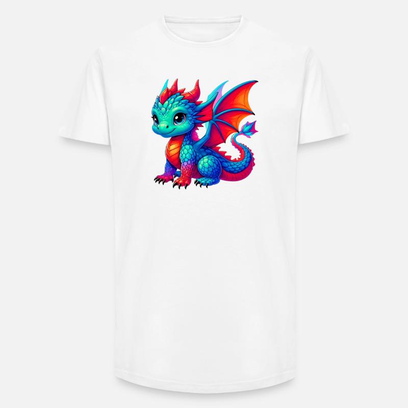 Drache - Long Fit Männer T-Shirt - Weiß