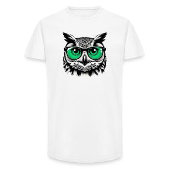 Owl with Glasses - Long Fit Men's T-Shirt - white - Front - AI Model Male 185 light (185cm)