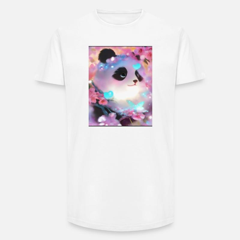 Panda Bild - Long Fit Männer T-Shirt - Weiß