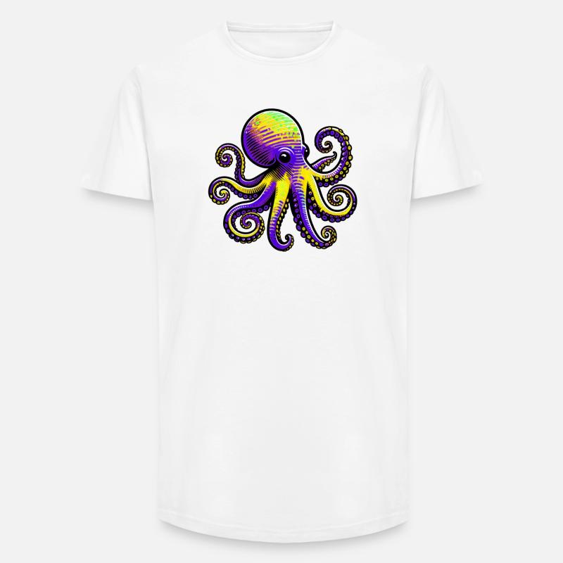 Krake - Long Fit Männer T-Shirt - Weiß