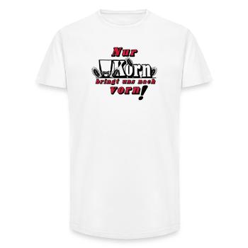 Seul le maïs nous apporte... (24) - T-shirt coupe longue homme - blanc - Devant - AI Model Male 185 light (185cm)
