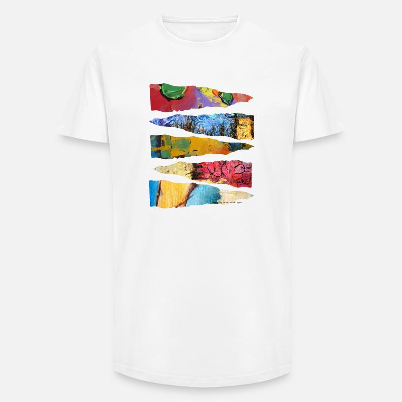 Abstraktes buntes Farbschicht-Design - Long Fit Männer T-Shirt - Weiß