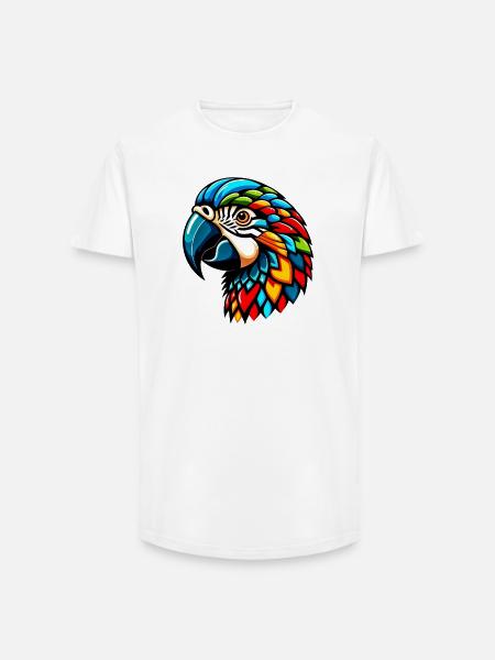 Harlequin Parrot - Long Fit Men's T-Shirt - white