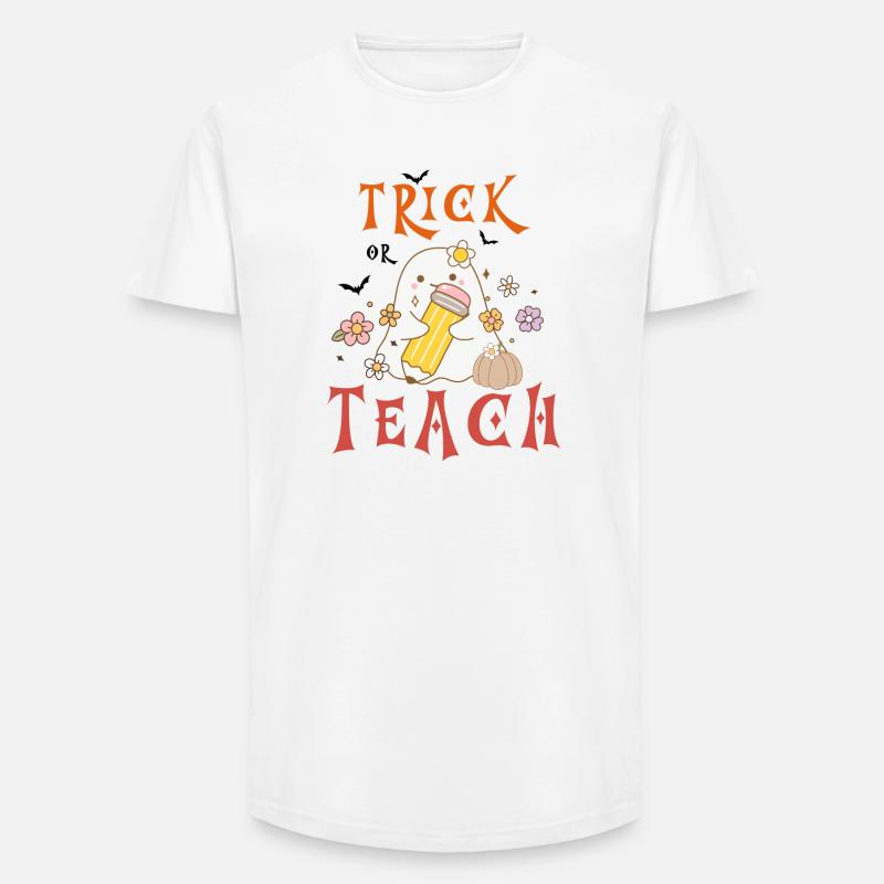 Halloween-Lehrer austricksen oder unterrichten - Long Fit Männer T-Shirt - Weiß