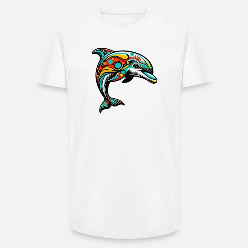 Delfin - Long fit herre T-shirt - hvid