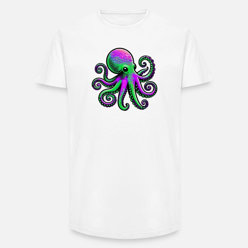 Krake - Long Fit Männer T-Shirt - Weiß