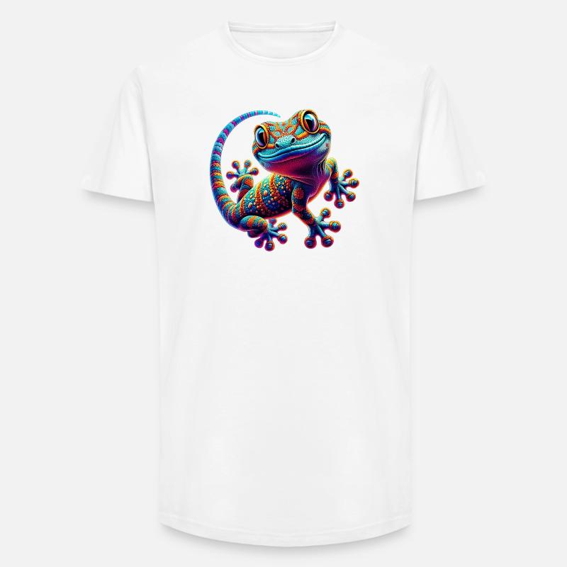 Gecko - Long Fit Männer T-Shirt - Weiß