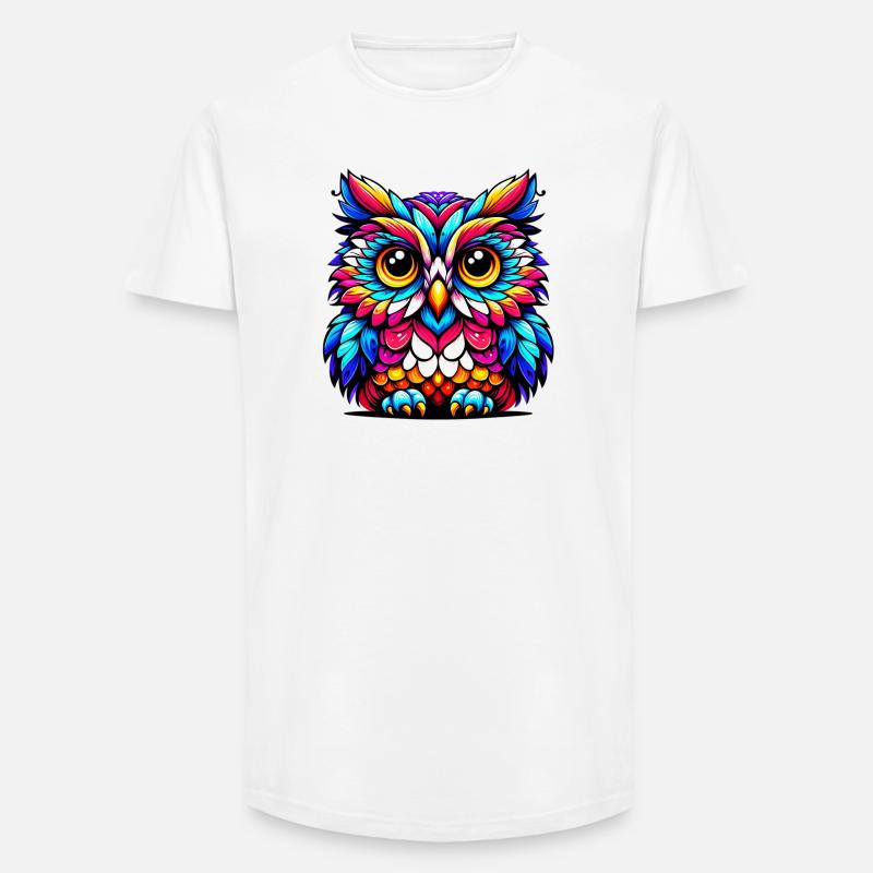 Eule - Long Fit Männer T-Shirt - Weiß