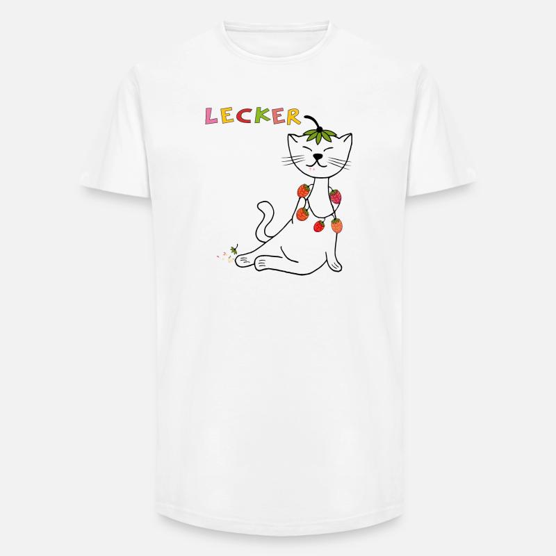 Erdbeeren Katze - Long Fit Männer T-Shirt - Weiß