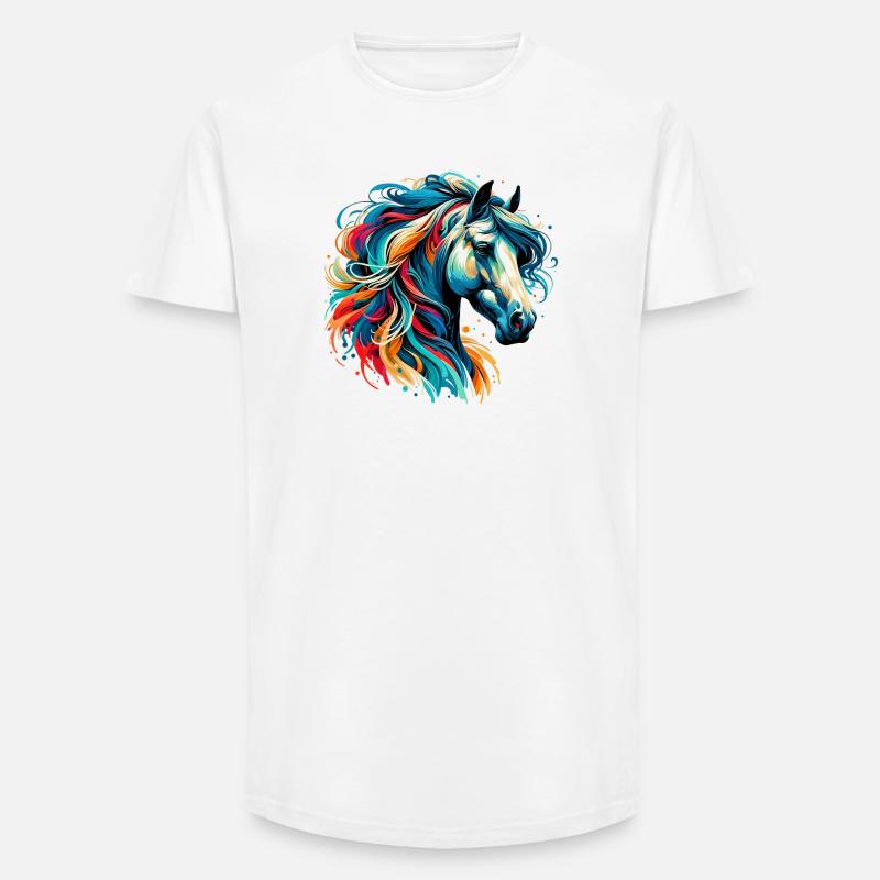 Pferd - Long Fit Männer T-Shirt - Weiß