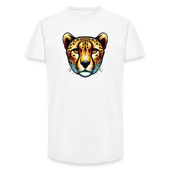 Guépard - T-shirt coupe longue homme - blanc - Devant - AI Model Male 185 light (185cm)