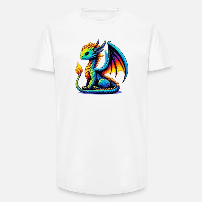 Drache - Long Fit Männer T-Shirt - Weiß