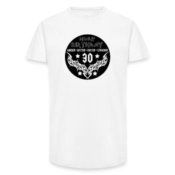 30.Geburtstag , Heavy Birthday 30 (25) - Long Fit Männer T-Shirt - Weiß - Vorne - AI Model Male 185 light (185cm)