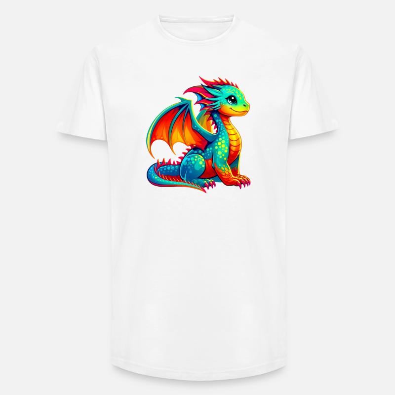 Drache - Long Fit Männer T-Shirt - Weiß