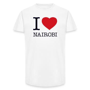 I LOVE NAIROBI - Long Fit Männer T-Shirt - Weiß - Vorne - AI Model Male 185 light (185cm)
