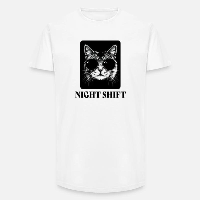 Coole Katze - Long Fit Männer T-Shirt - Weiß