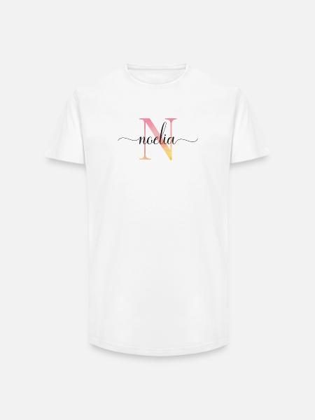N | Monogramme | Nom | Noelia |Aquarelle - T-shirt coupe longue homme - blanc