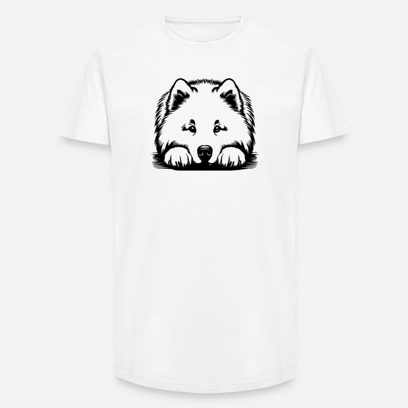 Samojede Kopf mit Pfoten - Long Fit Männer T-Shirt - Weiß