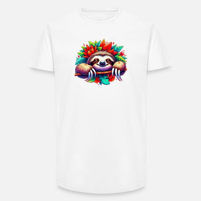 Faultier - Long Fit Männer T-Shirt - Weiß