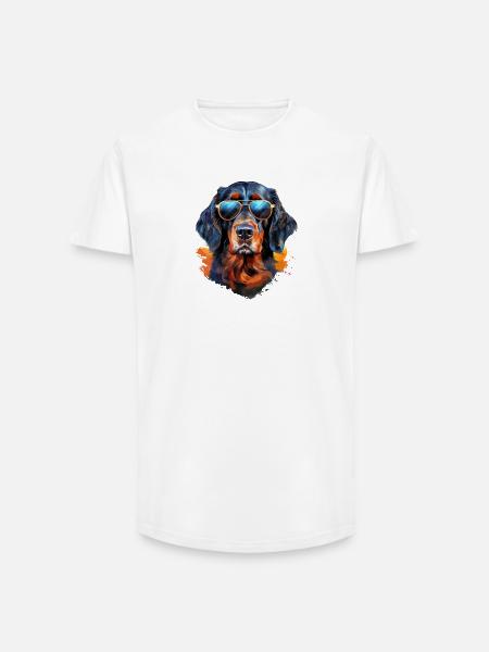 Gordon Setter with sunglasses - Long Fit Men's T-Shirt - white