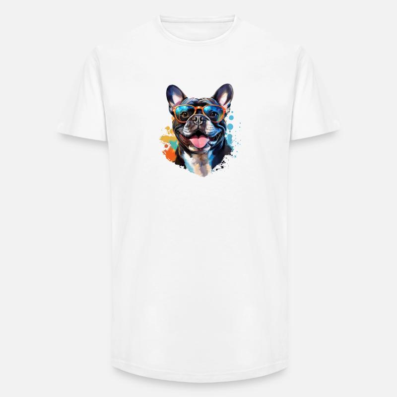 Frenchie mit Sonnenbrille - Long Fit Männer T-Shirt - Weiß