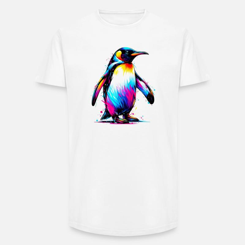 Pinguin - Long Fit Männer T-Shirt - Weiß