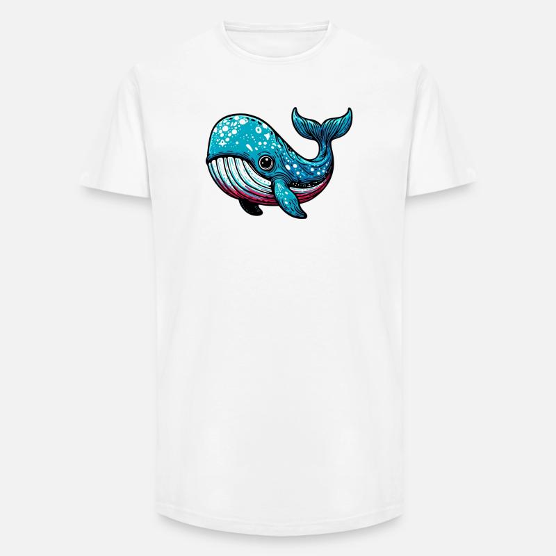Wal - Long Fit Männer T-Shirt - Weiß
