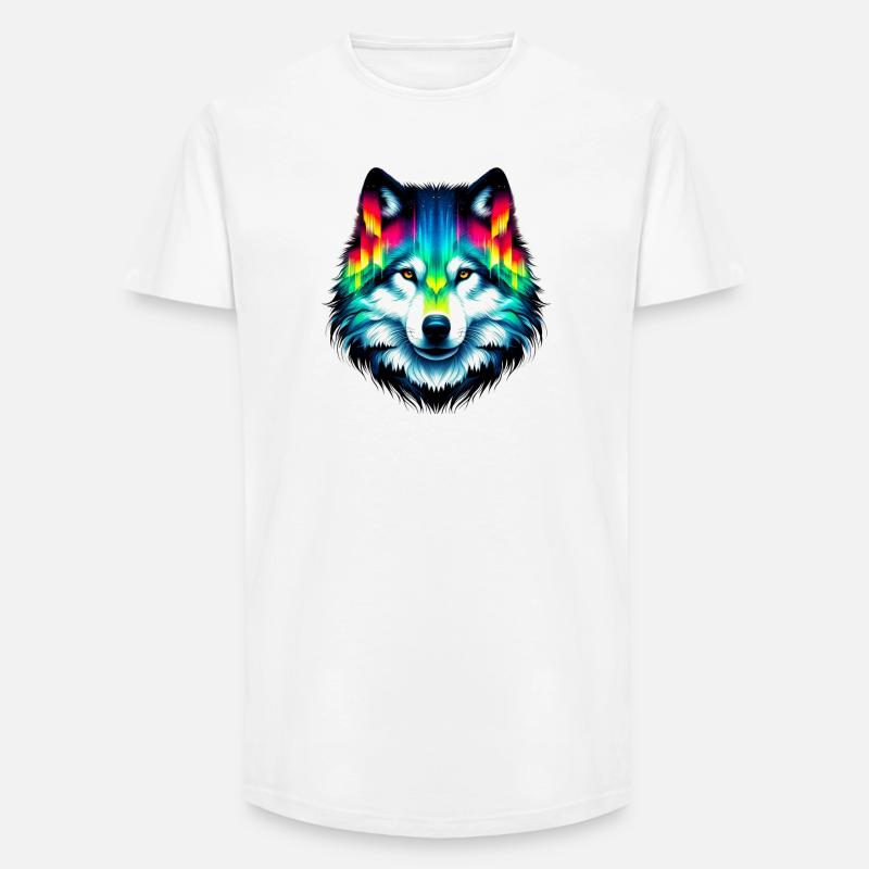 Wolf - Long Fit Männer T-Shirt - Weiß