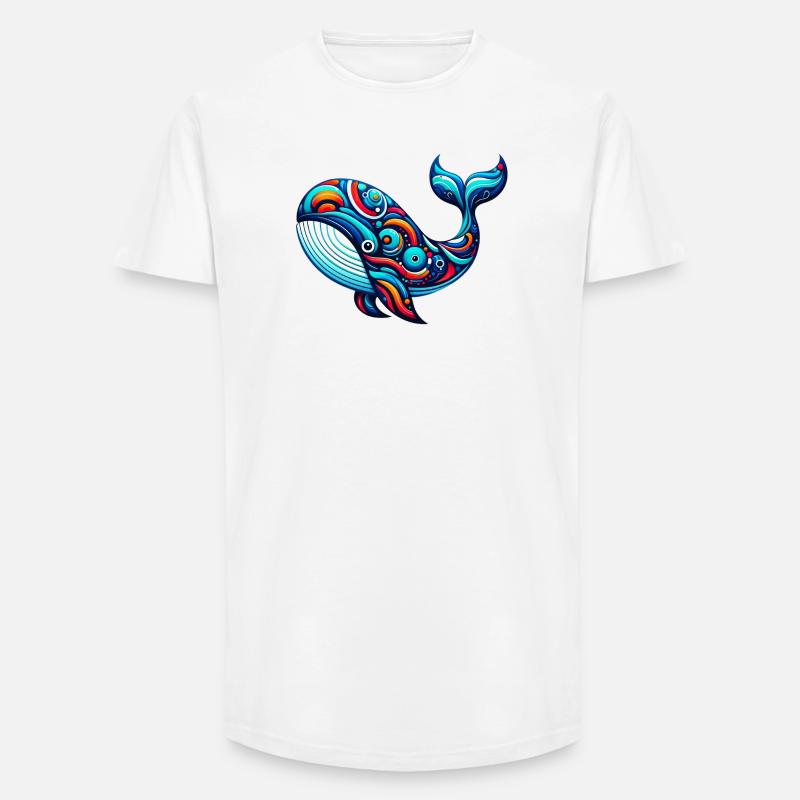 Wal - Long Fit Männer T-Shirt - Weiß